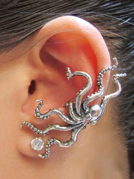 Octopus Ear Cuff - Silver