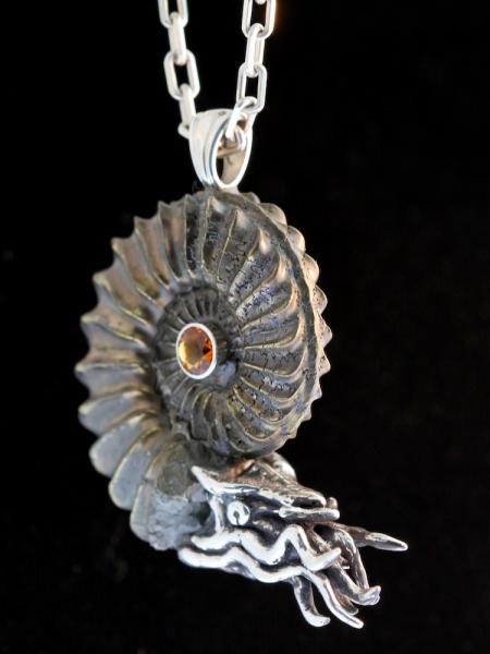 Pyritized Ammonite Nautilus Neckpiece - Silver picture