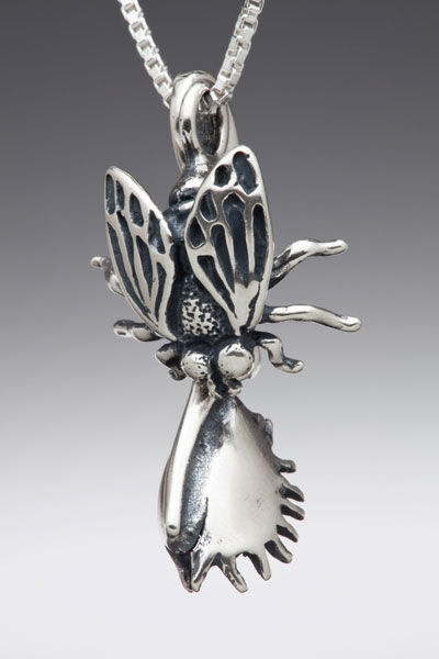 Fly and Venus Flytrap Pendant - Silver picture