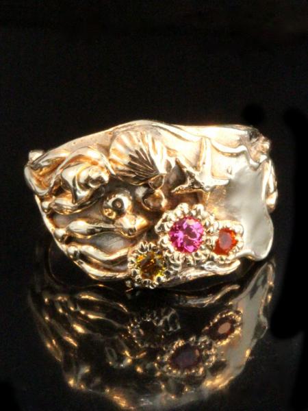 Gold Tide Pool Ring with Gemstones - 14k Gold picture