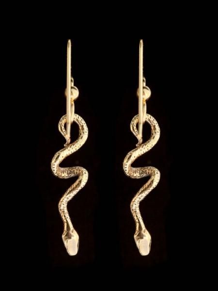 Jungle Jewel Vine Snake Earrings - 14K Gold picture