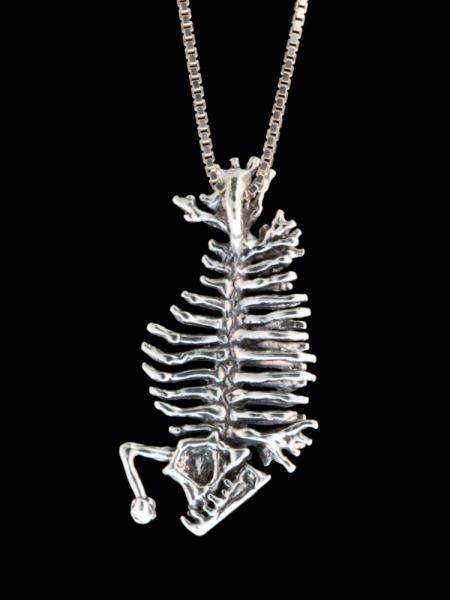 Phantom Angler Fish Skeleton Pendant - Silver picture