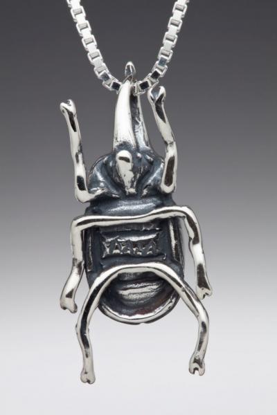 Rhinoceros Beetle Charm - Silver picture