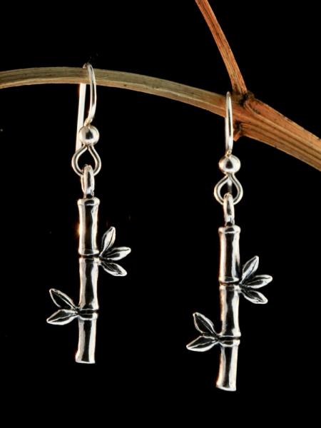 Bamboo Earrings -  Silver