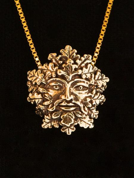 Green Man Pendant - 14K Gold picture