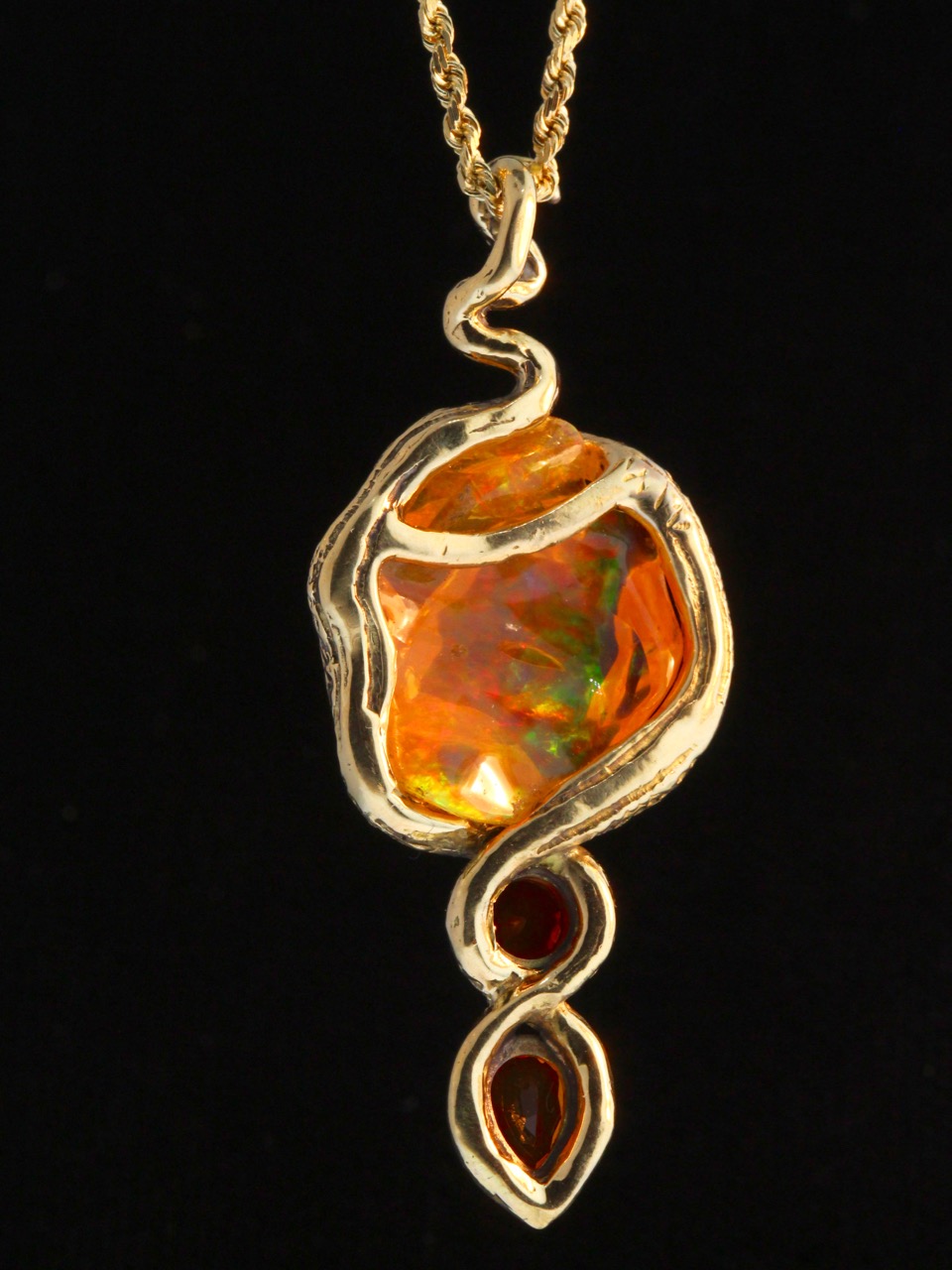 Tri-Opal Infinity Snake Pendant - 18K Gold picture
