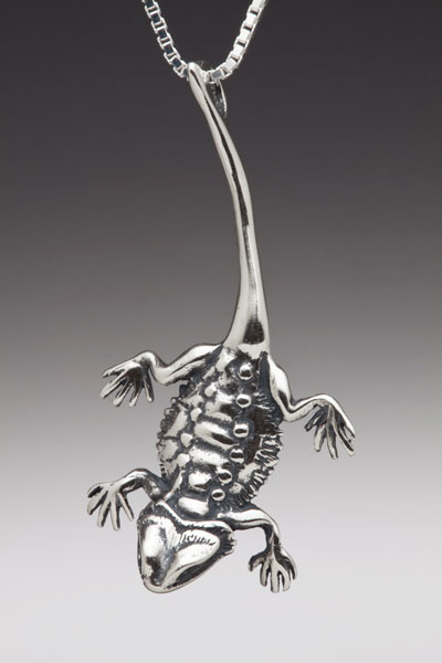 Bearded Dragon Lizard Charm - Silver
