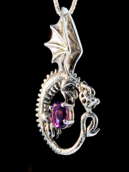 Oracle Dragon Pendant with Gemstone - Silver picture