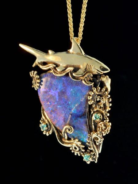 Shark Grotto Opal Pendant - 18K Gold picture