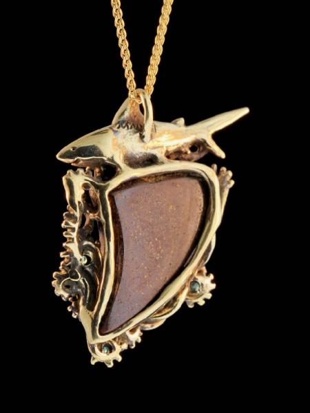 Shark Grotto Opal Pendant - 18K Gold picture