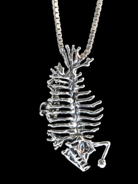 Phantom Angler Fish Skeleton Pendant - Silver picture