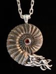 Pyritized Ammonite Nautilus Neckpiece - Silver