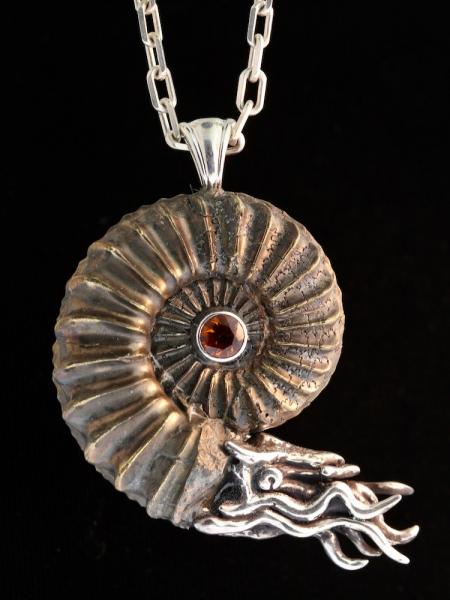 Pyritized Ammonite Nautilus Neckpiece - Silver picture