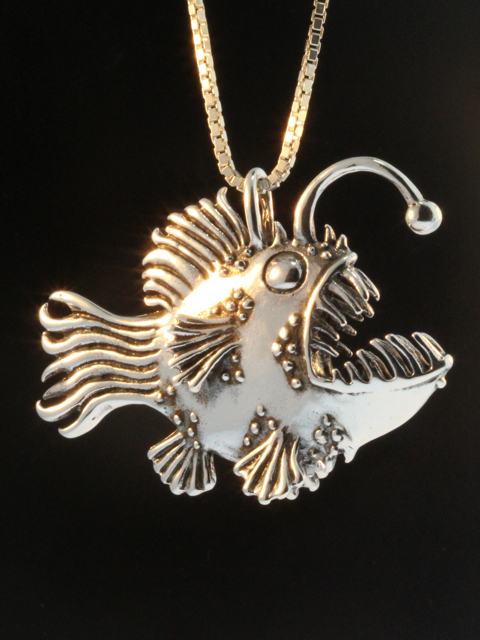 Large Angler Fish Pendant - Silver picture