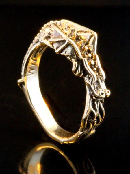 14k Gold Flame Dragon Ring