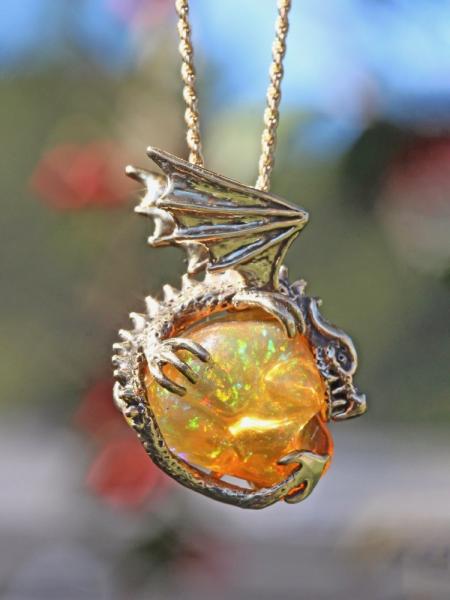 El Dorado Mexican Fire Opal Dragon - 18K Gold picture