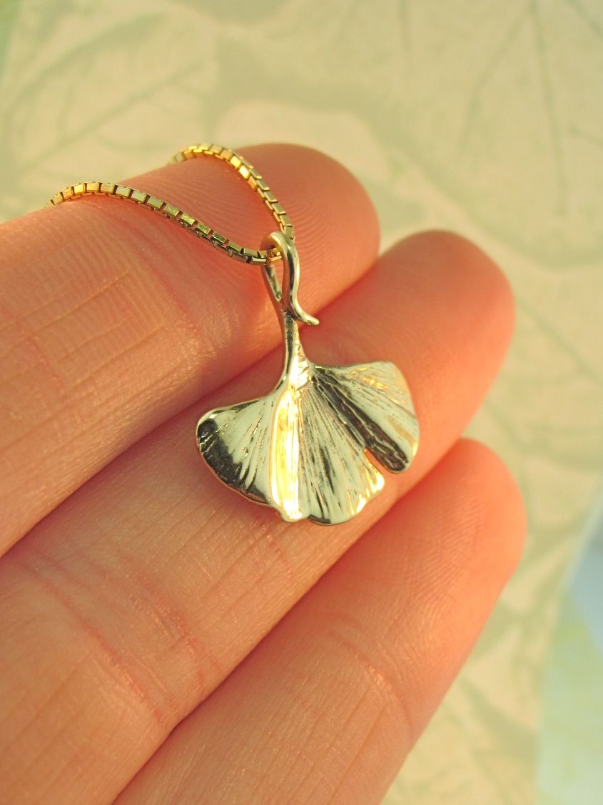 Gold Ginkgo Leaf Charm - 14k Gold picture