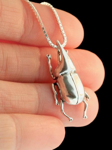 Rhinoceros Beetle Charm - Silver picture