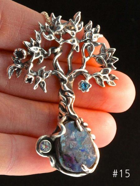 Primeval Forest Tree Pendants #15 and #19 with Koroit Australian Boulder Opals - Silver picture