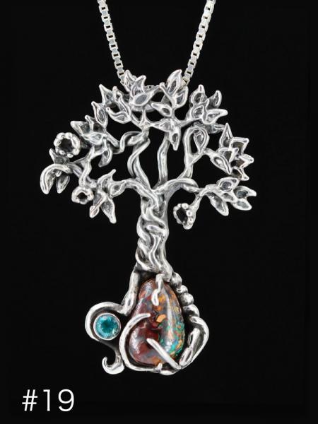 Primeval Forest Tree Pendants #15 and #19 with Koroit Australian Boulder Opals - Silver picture