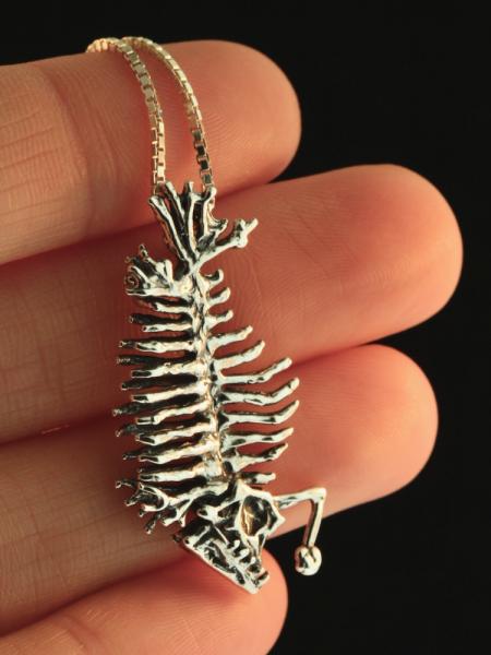 Phantom Angler Fish Skeleton Pendant - Silver picture