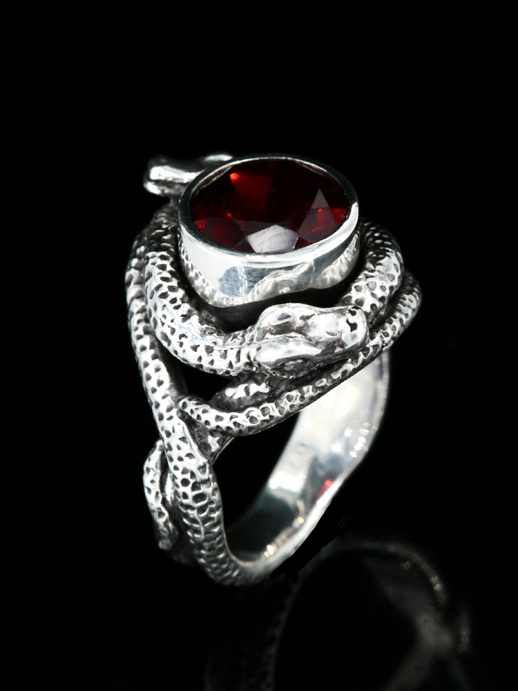 Oracle Snake Ring with Gemstone - Silver picture