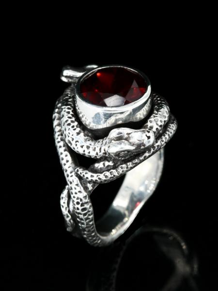 Oracle Snake Ring with Gemstone - Silver picture