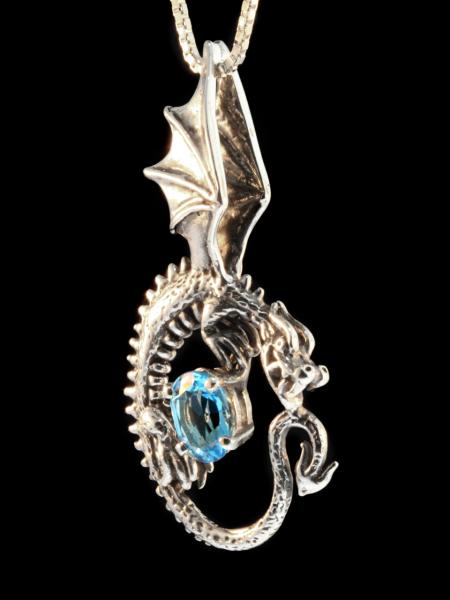 Oracle Dragon Pendant with Gemstone - Silver picture