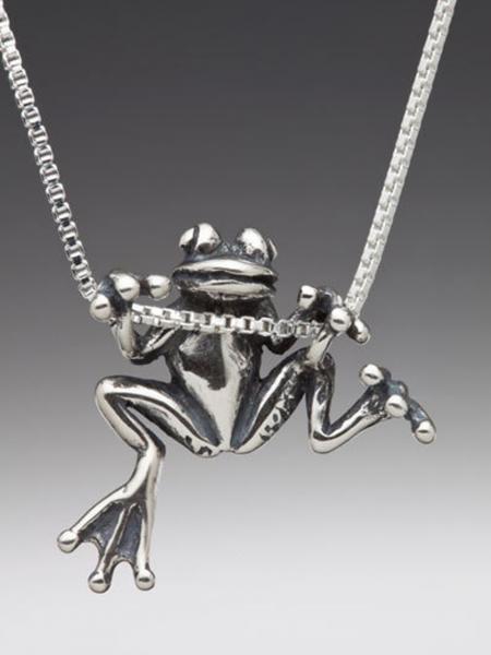Frog - Tree Frog Pendant - Silver