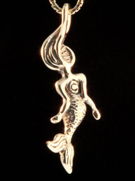 Gold Mermaid Charm - 14k Gold picture