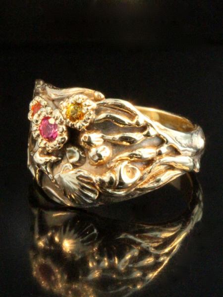 Gold Tide Pool Ring with Gemstones - 14k Gold picture