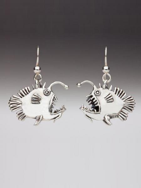 Angler Fish Earrings - Silver