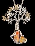 Primeval Forest Tree Pendant #3 - Mexican Opal - Silver and 14K Gold