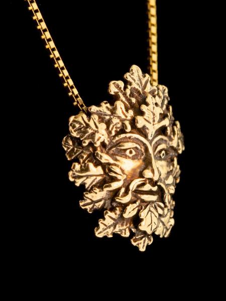 Green Man Pendant - 14K Gold