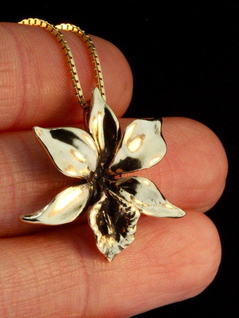 Gold Orchid Charm - 14k Gold picture