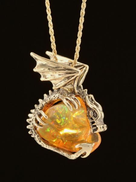 El Dorado Mexican Fire Opal Dragon - 18K Gold picture