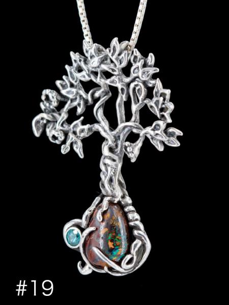 Primeval Forest Tree Pendants #15 and #19 with Koroit Australian Boulder Opals - Silver picture