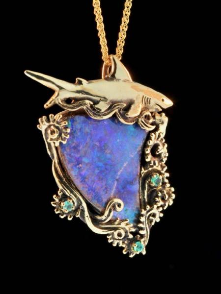 Shark Grotto Opal Pendant - 18K Gold