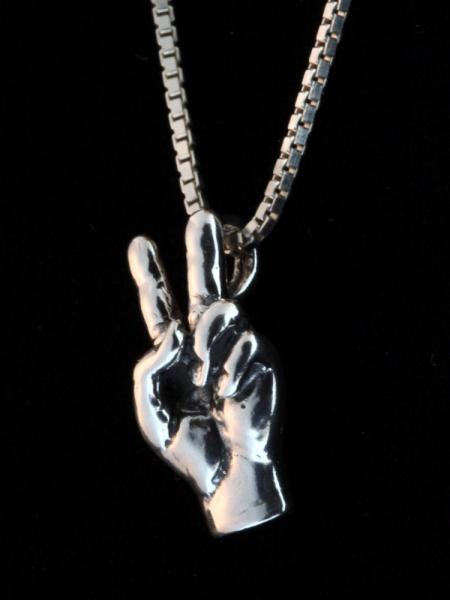 Peace Hand Sign Charm - Silver picture