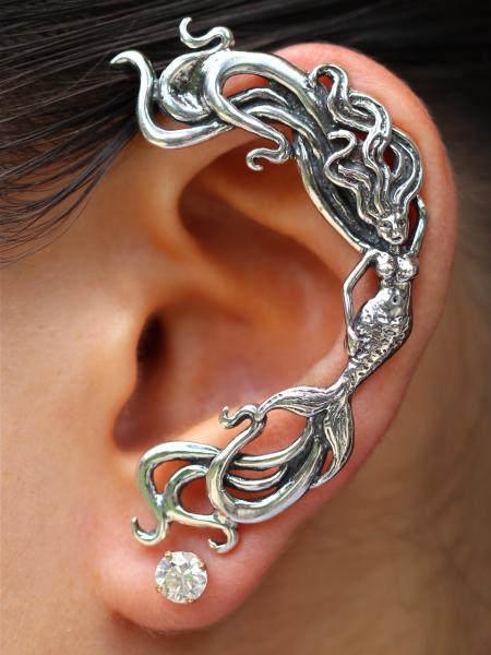 Wave Rider Mermaid Ear Wrap - Silver picture