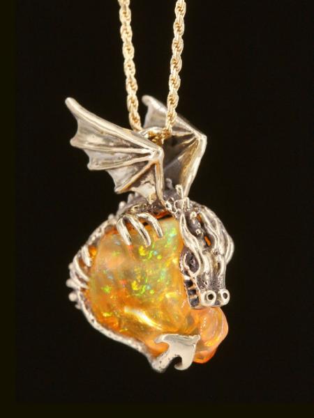 El Dorado Mexican Fire Opal Dragon - 18K Gold picture