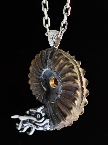 Pyritized Ammonite Nautilus Neckpiece - Silver picture