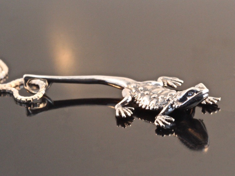 Bearded Dragon Lizard Charm - Silver picture