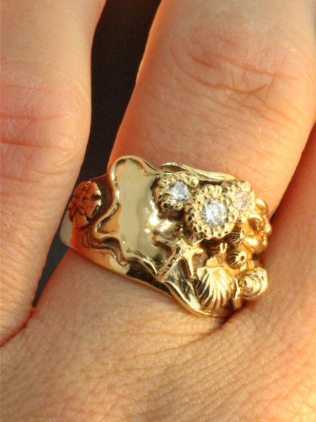 Gold Tide Pool Ring with Diamonds - 14k Gold picture