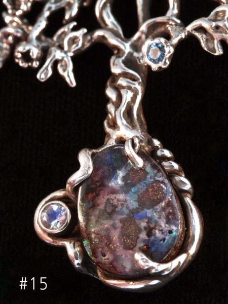Primeval Forest Tree Pendants #15 and #19 with Koroit Australian Boulder Opals - Silver picture