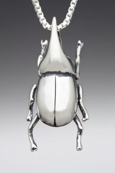 Rhinoceros Beetle Charm - Silver