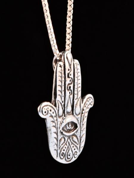 Eye of Protection Hamsa Hand Charm - Silver picture