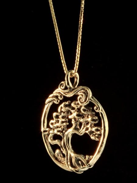 Cypress - Bonsai Tree Pendant - 14k Gold picture