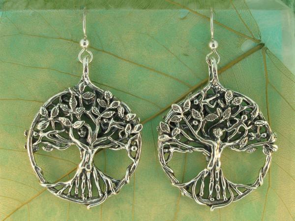 Circle of Life Tree Earrings - Silver picture