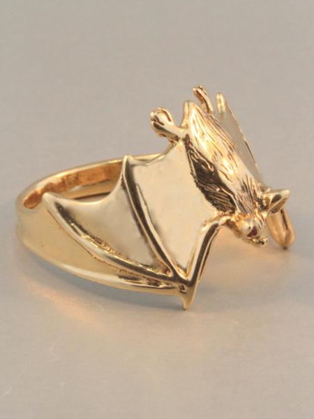 Classic Bat Ring with Ruby Eyes - 14k Gold picture